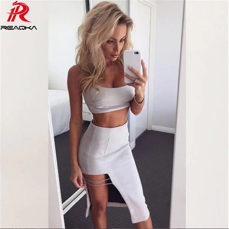 

Reaqka 2018 Sexy Women Summer Dress Bodycon 2 Two-pieces Set Bandage Dresses Celebrity Party Velvet Club Wear Wholesale Vestidos