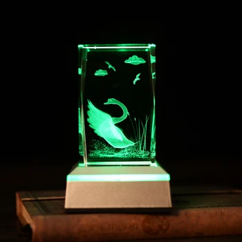 

White Swan Color Changing Table lamps Laser Inside 3D Night Light For Bedroom