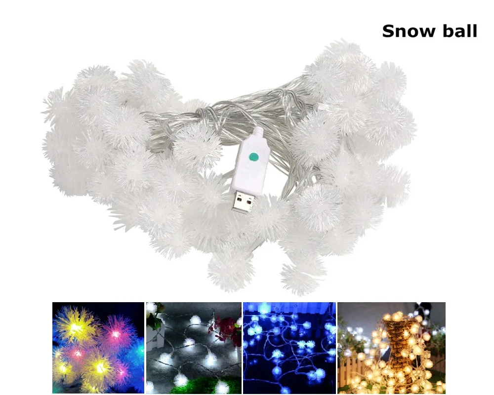 

Christmas Tree LED 10M 60LEDs 8MODES Snow Ball String lights Waterproof Wedding Party Decoration Holiday lighting
