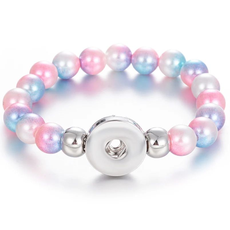 

Snap Button Bracelet 10mm Imitation Pearls Beads 18mm Snap Bracelet DIY Snap Buttons Jewelry Summer Beaded Bracelet