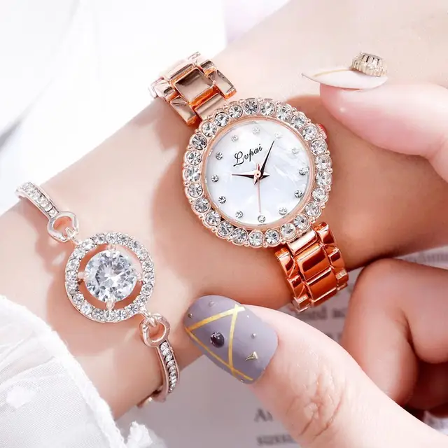 Luxury Bracelet Watches Set Watches Women's Watches color: Rose Black|Rose White|Silver black|Silver White|Watch Add Bracelet|Watch Add Bracelet|Watch Add Bracelet|Watch Add Bracelet