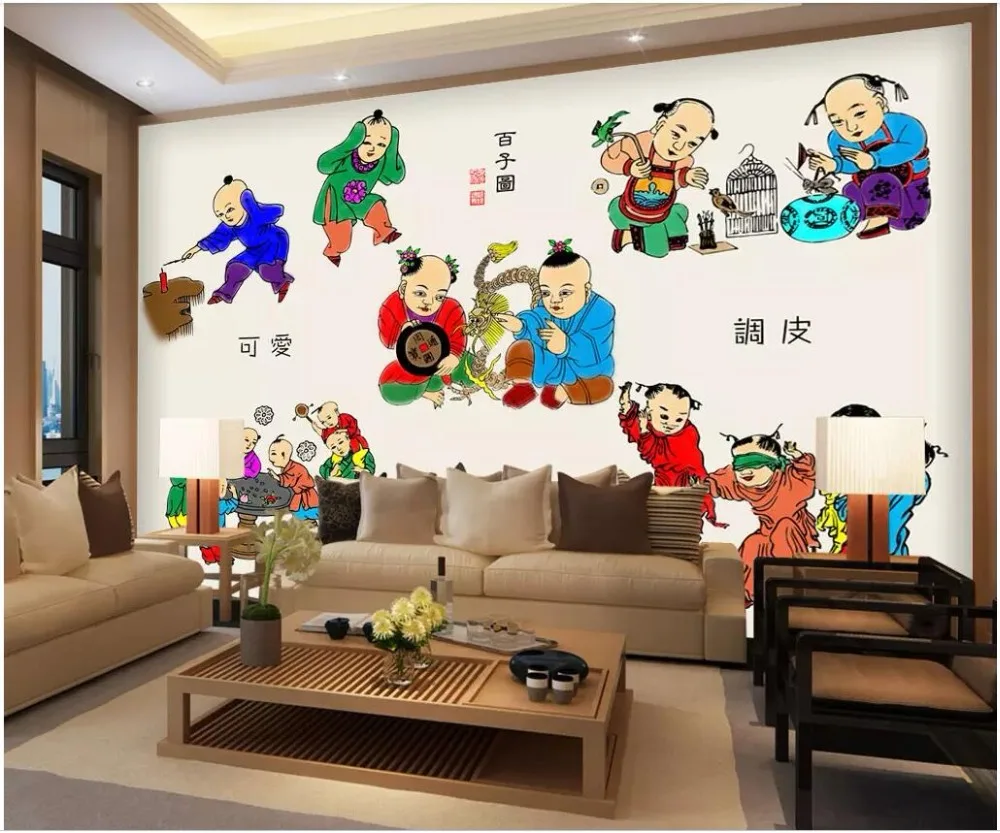 

WDBH пользовательские фото 3d обои мультфильм древний ребенок мальчик девочка иллюстрация фоновая стена 3d настенная обои для стен 3 d