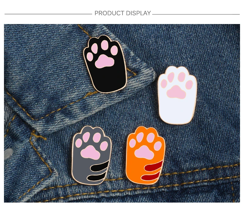 Kawaii 4 colors dog cat claws metal pin brooches women denim sweater skirt backpack badge family icon button festival gifts