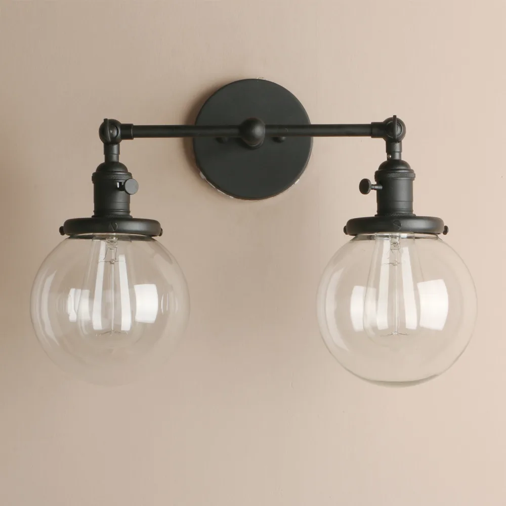  Permo Modern Bedroom Wall Lights Stair Wall Lamp Sconce 5.9'' Globe Glass Double Ball Heads Vintage - 32854653466