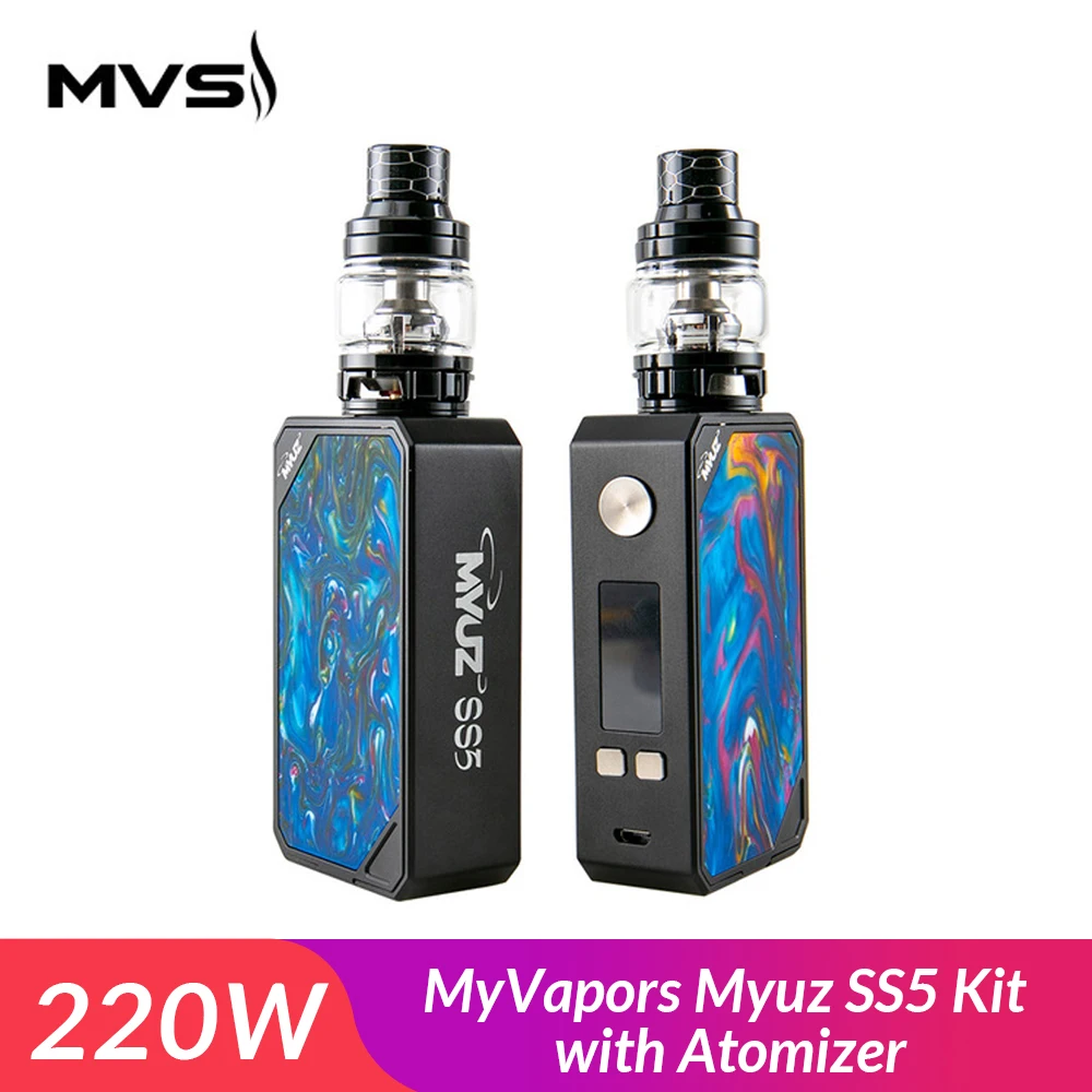Original MyVapors Myuz SS5 Kit 220W with Atomizer 6.5ml+ SS5-M coil+ SS5-N coil head VS x-priv g-priv 2 kit Electronic Cigarette
