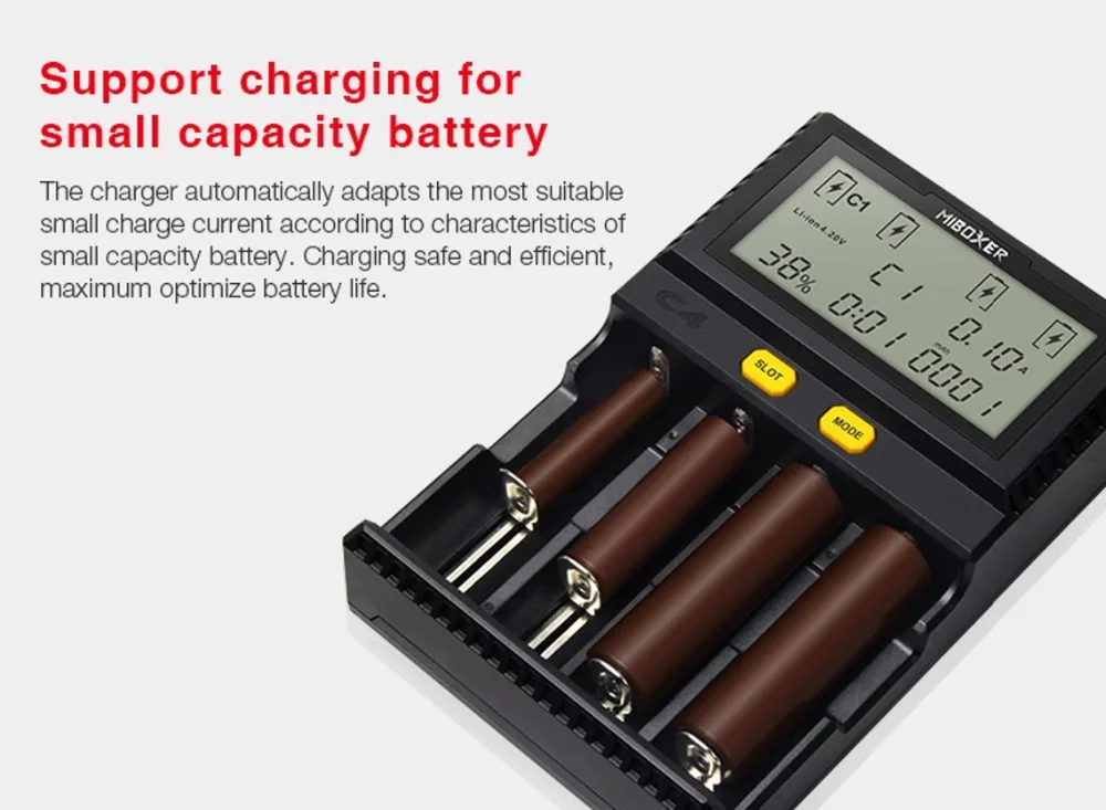 ЖК Смарт зарядное устройство 100-800 мАч 1.5A для литий-ионных IMR ICR LiFePO4 18650 14500 26650 21700 AAA батареи Milight Miboxer C4