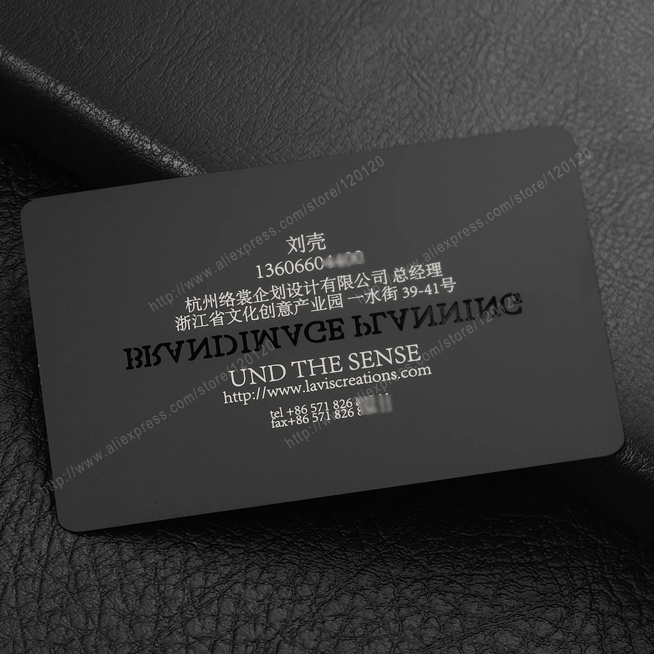 

Personalized laser sculpture quality electrophoresis black stainless steel business metal card