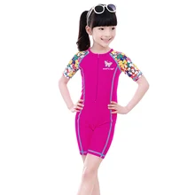 Baohulu impressão de manga curta meninas banho uma peça upf uv50 + maiô crianças verão terno de natação para meninas 3-10 anos atacado