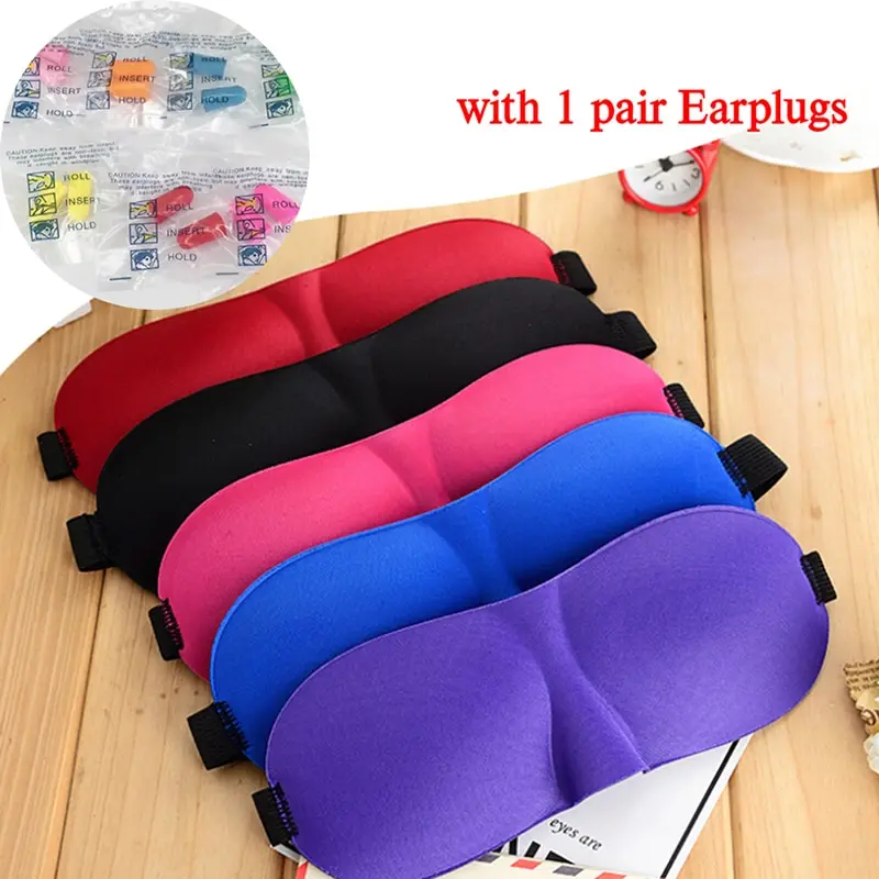 Women Men Soft Travel Eyepatch 1Pc 3D Sleep Mask With 1pair Earplugs Natural Sleeping Eye Mask