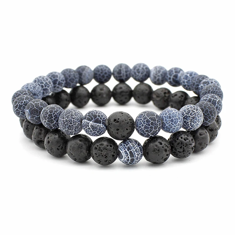 

Natural Stone Bracelet Men 8mm Lava Beads Braslet For Men Classic Cool Biker Couple Braclet Gift