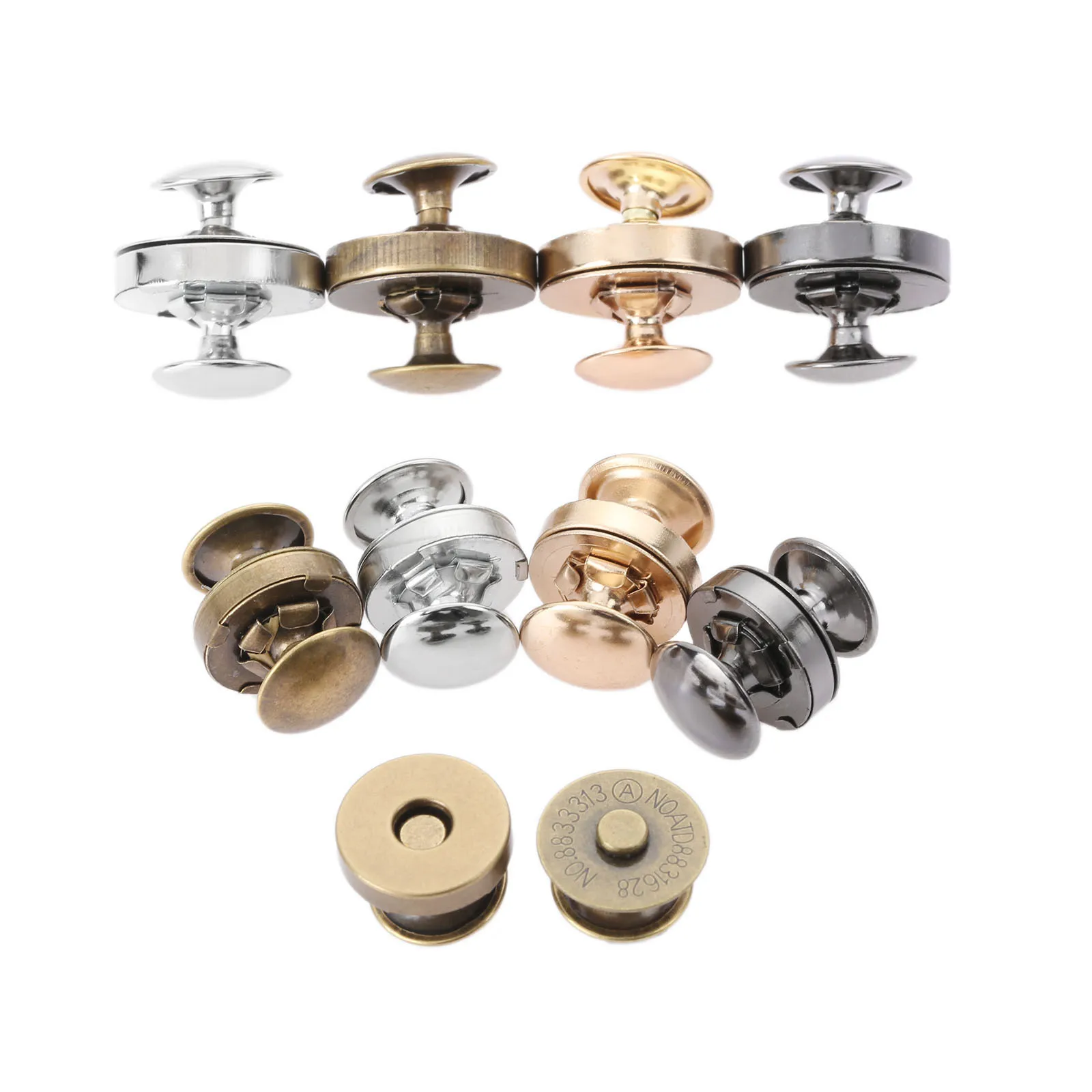 

10 Sets Metal Magnetic Snaps Double Rivet Clasps Buttons Fasteners Buckles Leather Bag Purse Clothes Sewing Accessories 14/18mm