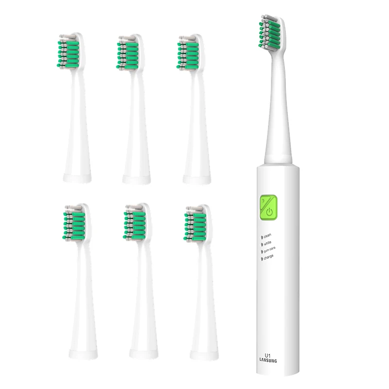 Lansung U1 Ultrasonic Electric Toothbrush With 7 Replacement Brush Heads 2 Minutes Timer Sonic Rechargeable Electric Tooth Brush Lansung U1 Ultrasonic Electric Toothbrush With 7 Replacement Brush Heads 2 Minutes Timer Sonic Rechargeable Electric Tooth Brush
