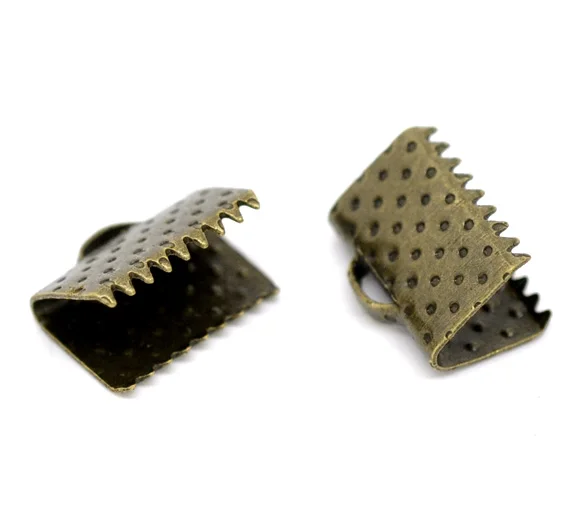 

DoreenBeads Bronze Tone Textured End Caps Crimp Beads 10x8mm, sold per packet of 45