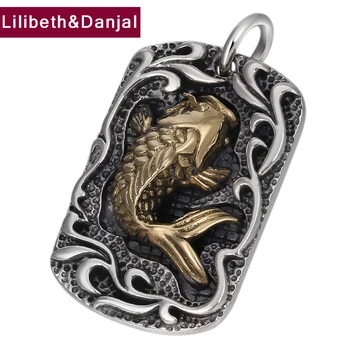 

2019 New Fashion Pendant 100% 925 Sterling silver Jewelry Men Women Vintage Lucky Fish Carp Necklace Pendant Jewelry making P105