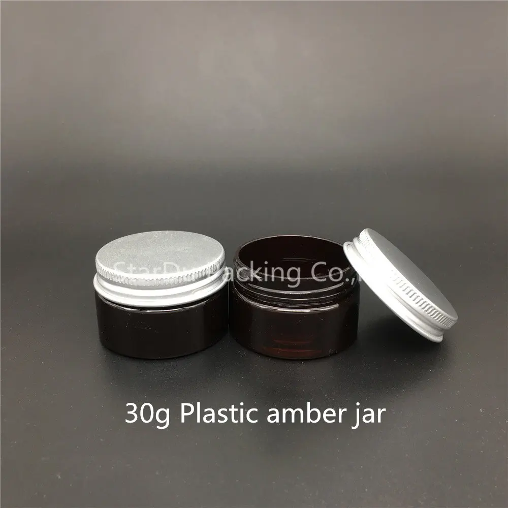 Wholesale 12pcs 30g PET Amber jar, 30 Gram Amber Plastic Cream Jar, 1
