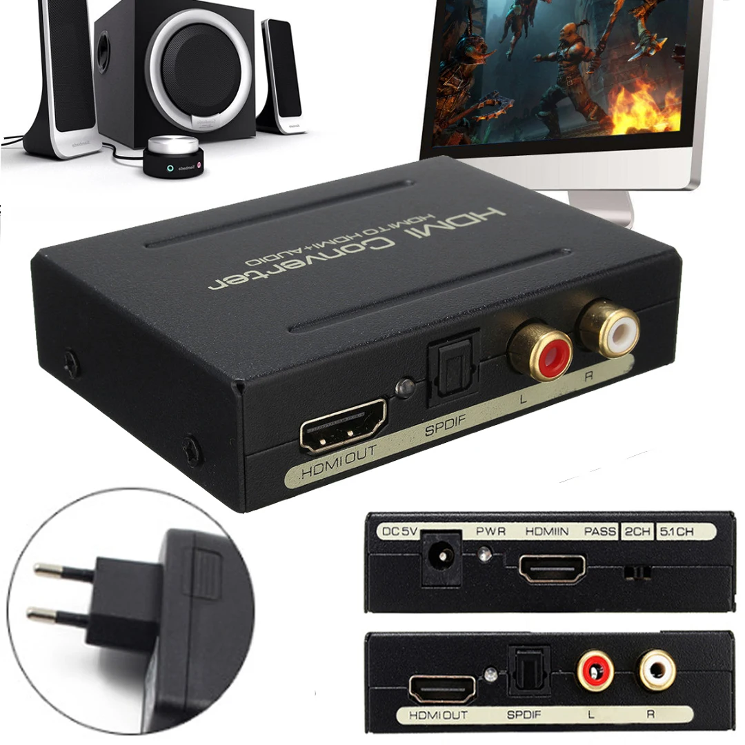  Mayitr 1pc 1080P HDMI a HDMI Audio Splitter Ottico SPDIF + RCA L/R Estrattore Converter per PC DVD 