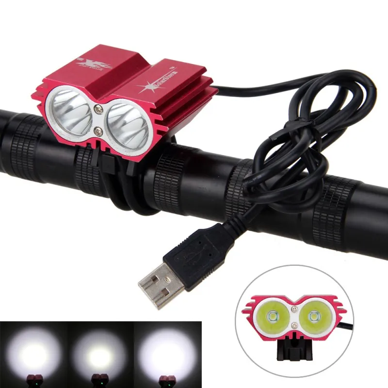 Фонарь велосипедный водонепроницаемый 2 светодиода T6 8000 лм USB|bicycle accessories|usb bicycle