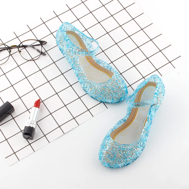 

2019 New summer girl shoes kids girl shigh sandals princess shoes princess aisha Crystal shoes openwork shoes Cospaly Costumes