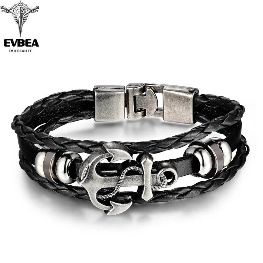 EVBEA новинка 2019 Череп титановая сталь черный цвет для мужчин из искусственной кожи
