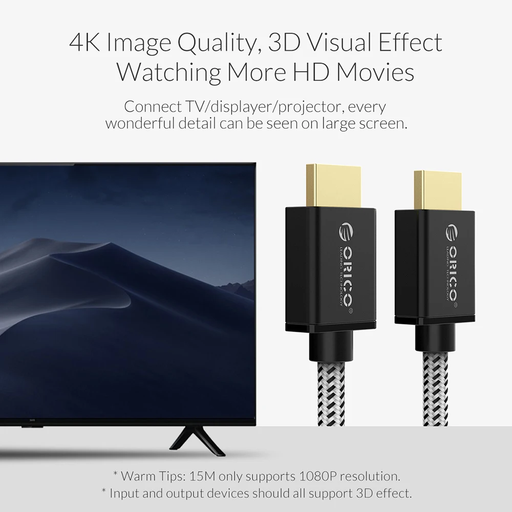  ORICO HDMI Placcato Oro del Cavo HDMI a HDMI 2.0 4K HD 30/60Hz Audio Video Cavo Per HDTV Xiaomi TV 
