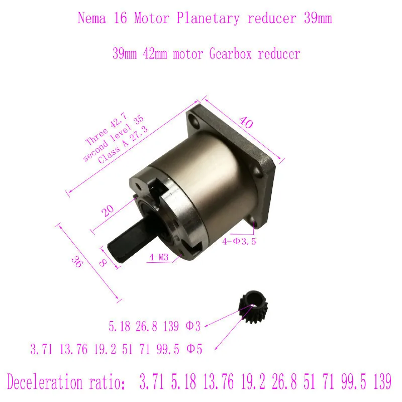 

Planet Deceleration Machine 39 Gear Deceleration Machine 39 Motor Deceleration Machine Nema16 Deceleration Machine