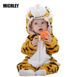 MICHLEY детские комбинезоны одежда с длинными рукавами для новорожденных на весну и зиму фланелевая одежда с героями мультфильмов