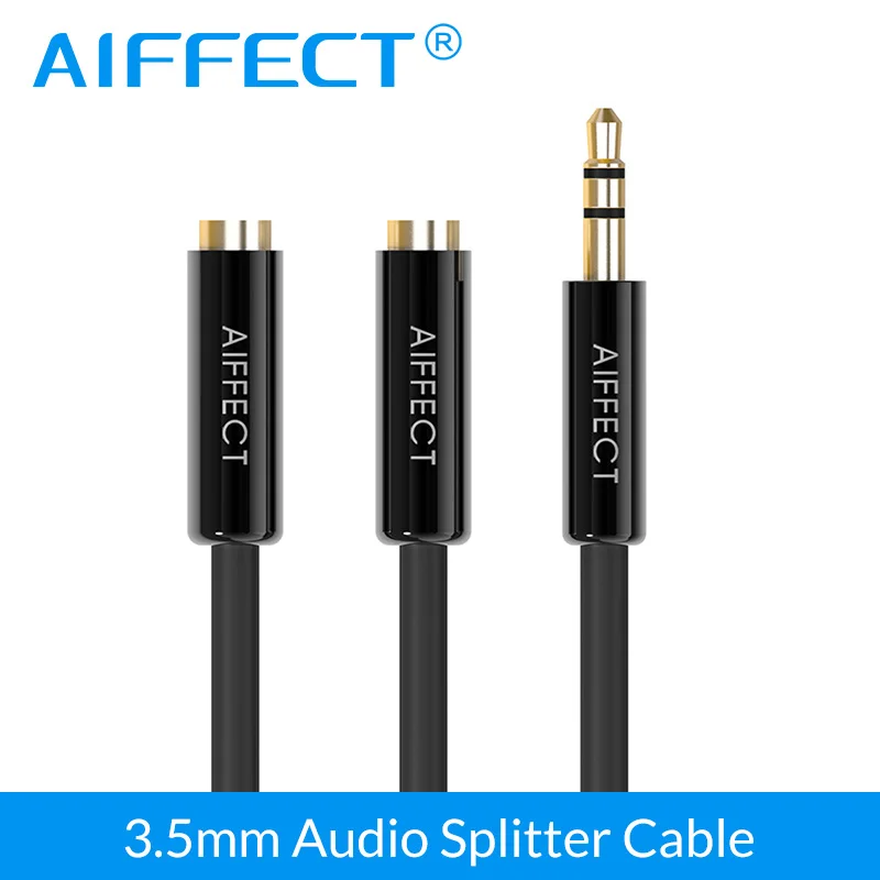 Aiffect Jack 3.5 мм для наушников Splitter Аудио кабель позолоченный 3.5 мм Aux кабель для компьютера микрофон мобильный телефон