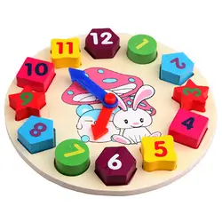 Деревянный, детский кирпичи игрушки 12 Количество красочных цифровой геометрические часы кубики для обучения игрушки