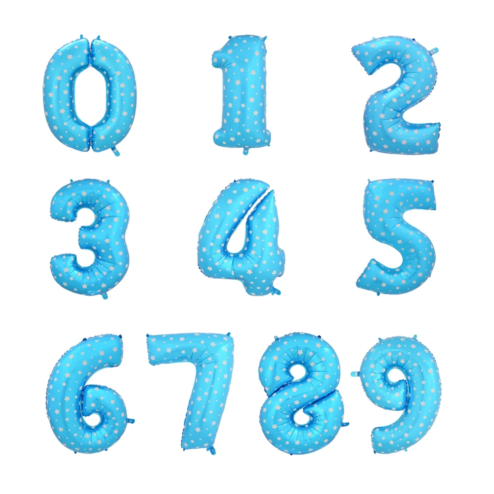 40 дюймов золотые Серебристые воздушные шарики цифры воздушные фольгированные шары с днем рождения Свадебные украшения буквы воздушные шары цифры Гавайские Вечерние - Цвет: star blue
