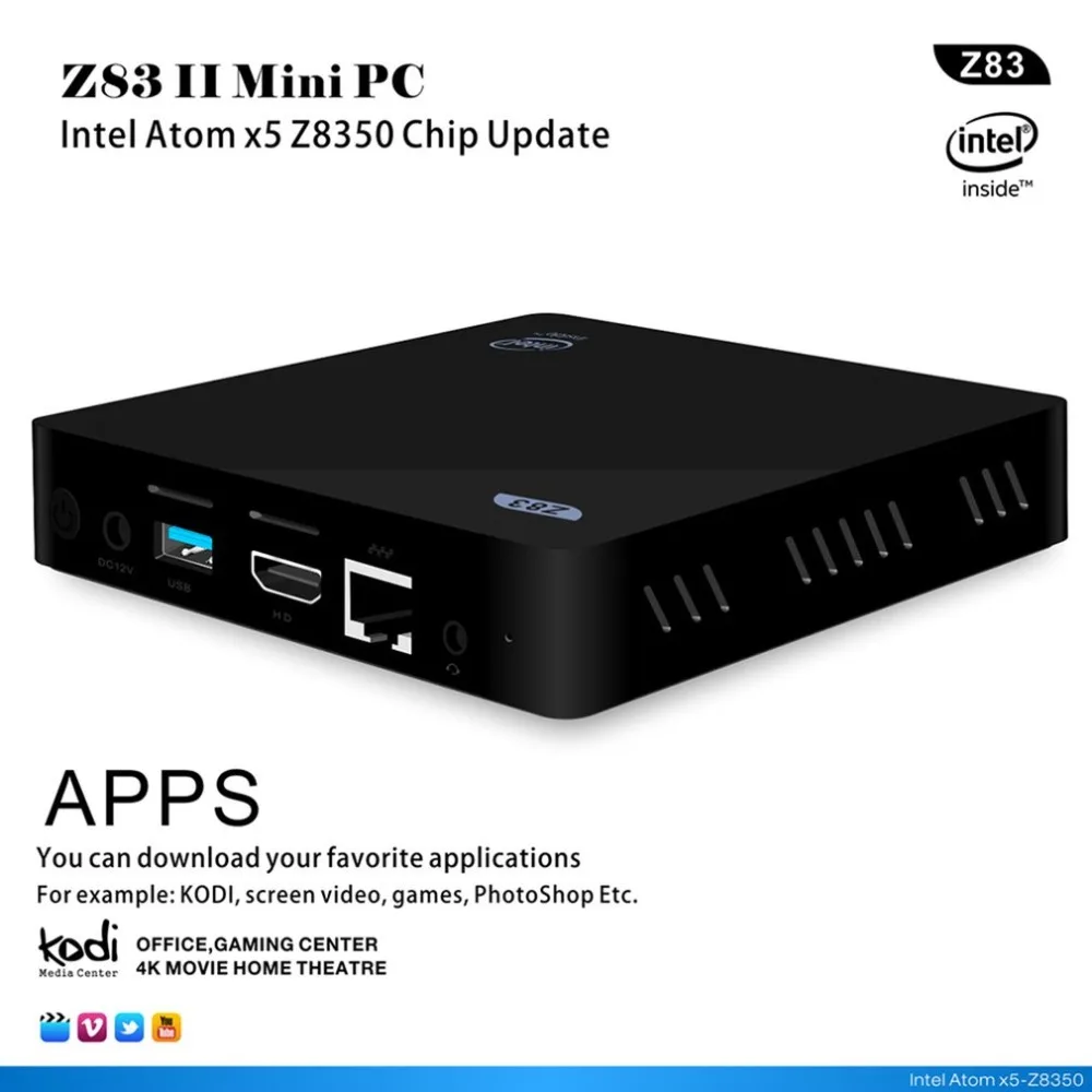 Z83II Mini PC Windows 10 Intel Atom X5 - Z8350 Quad Core 2.4G 5.8G WiFi Desktop Computers Minicomputer Mini Media Palyer Z83II Mini PC Windows 10 Intel Atom X5 - Z8350 Quad Core 2.4G 5.8G WiFi Desktop Computers Minicomputer Mini Media Palyer