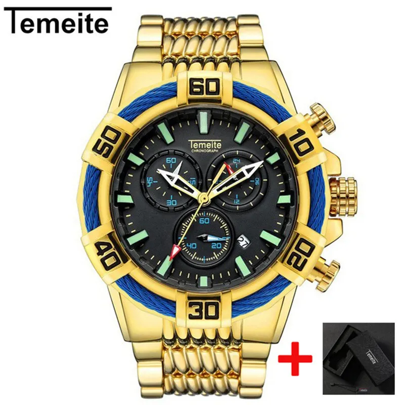 

Temeite Relogio Masculino Business Luxury Golden Quartz Men's Watches Sport Watch Waterproof Military Male Wristwatch