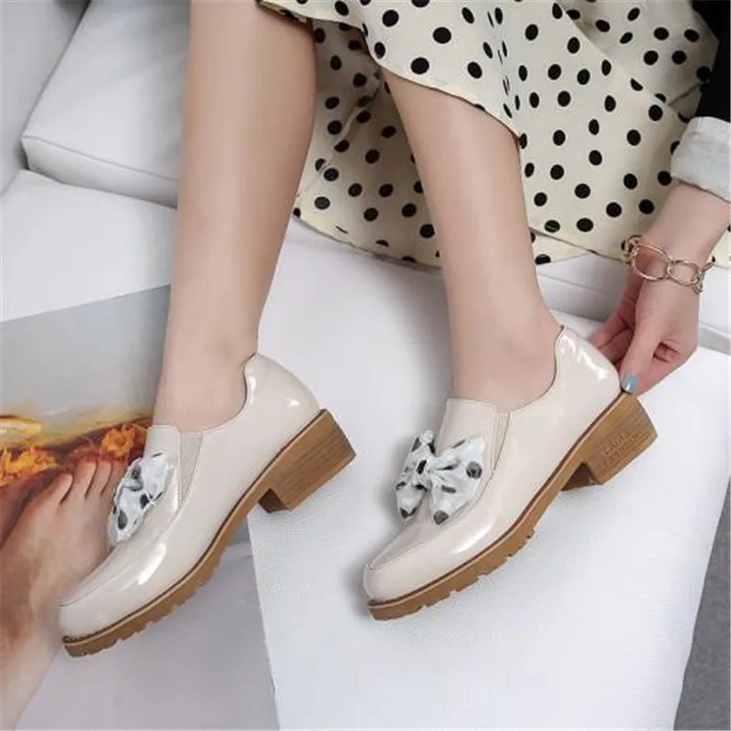 Patent Leather Women Loafers Sweet Wave Point Bow Oxford Shoes For Woman College Style Student Cute Slip On Ladies Lolita Shoes (12)