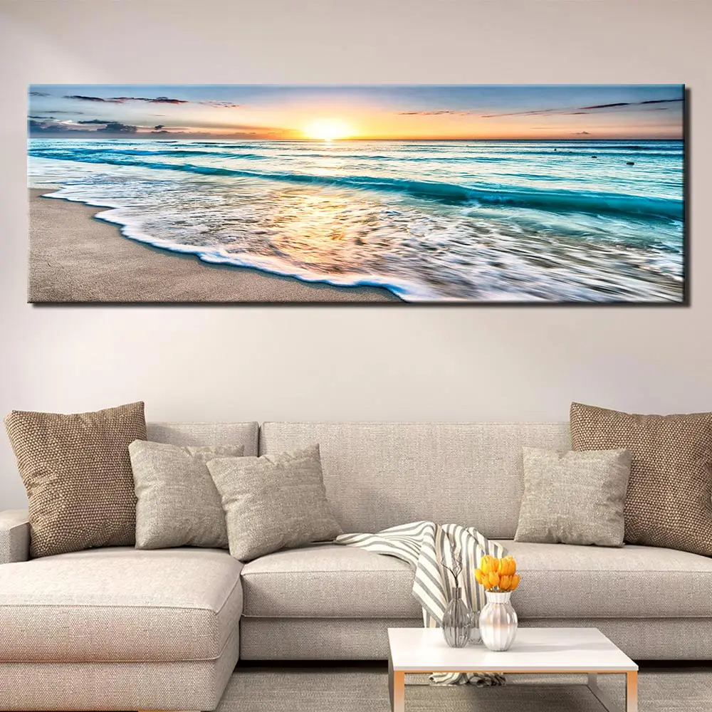 

Modular HD Sunsets Natural Sea Beach Seascape printed Canvas Painting Poster Wall Art Pictures for Living Room Poster and Prints