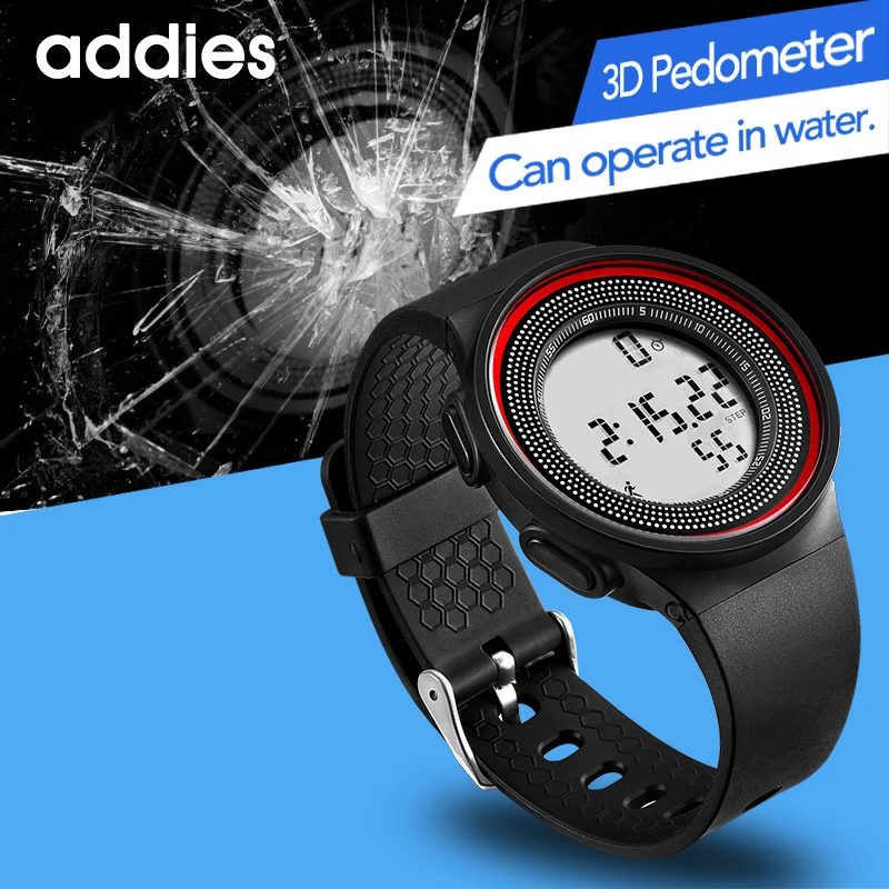 addies men quartz movement 50 meter waterproof swim led display fashion simple casual watch luminous wristwatch detachable 