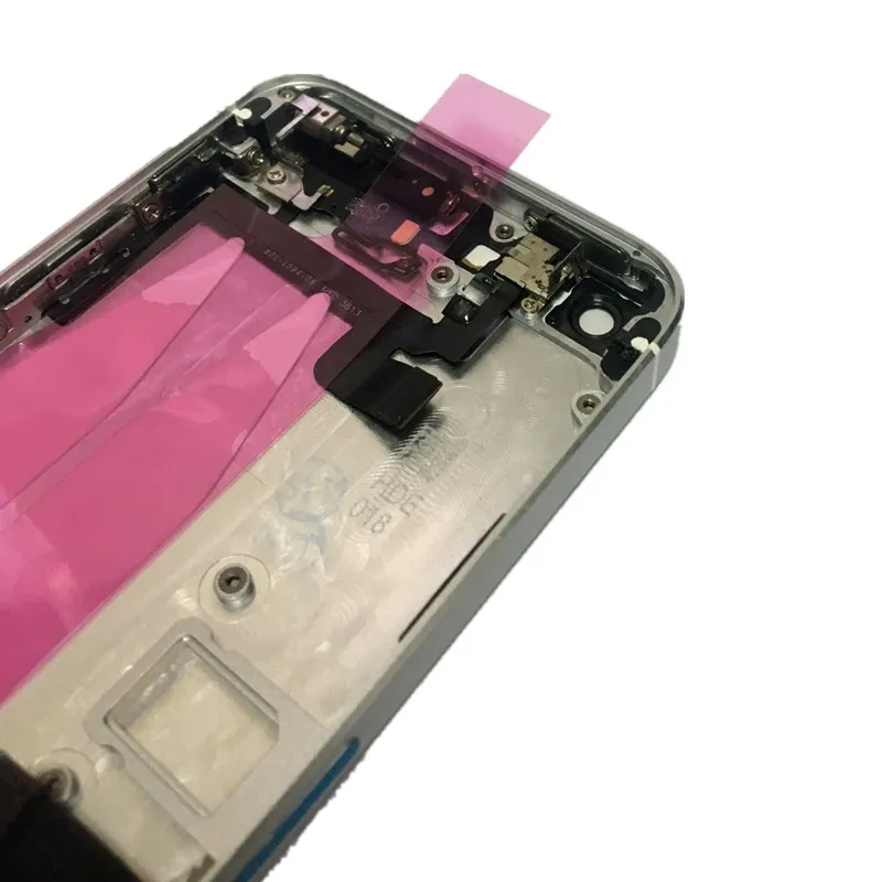 Ceny 5GS powrót bateria pełna pokrywa bliski rama Bezel podwozie etui na baterie z kablem Flex montaż dla iPhone 5S 5GS