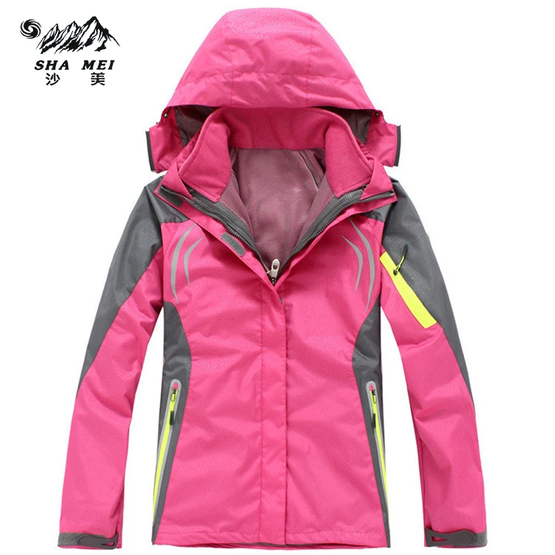 2017 Women hiking Clothing Outdoor Sport Windbreaker Skate Rain Coat Winter Ski Tech Fleece Softshell Wateroproof Jacket 3in1