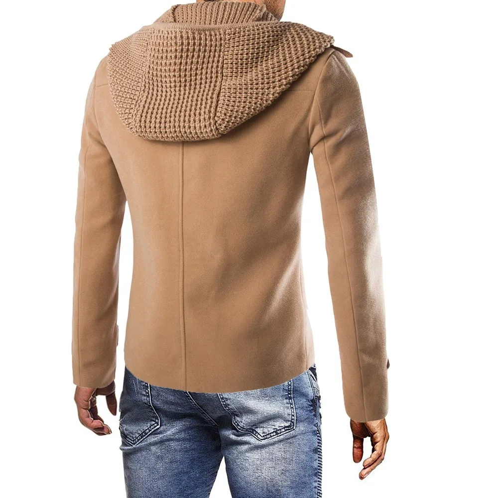 Pardessus Smart Mâle Manches Hiver Capuchon Longues Chauds Black navy À Manteau Solide Hommes Mince dark Gray 2018 khaki Bouton De Veste Occasionnels Trench Outwear VpSMUz