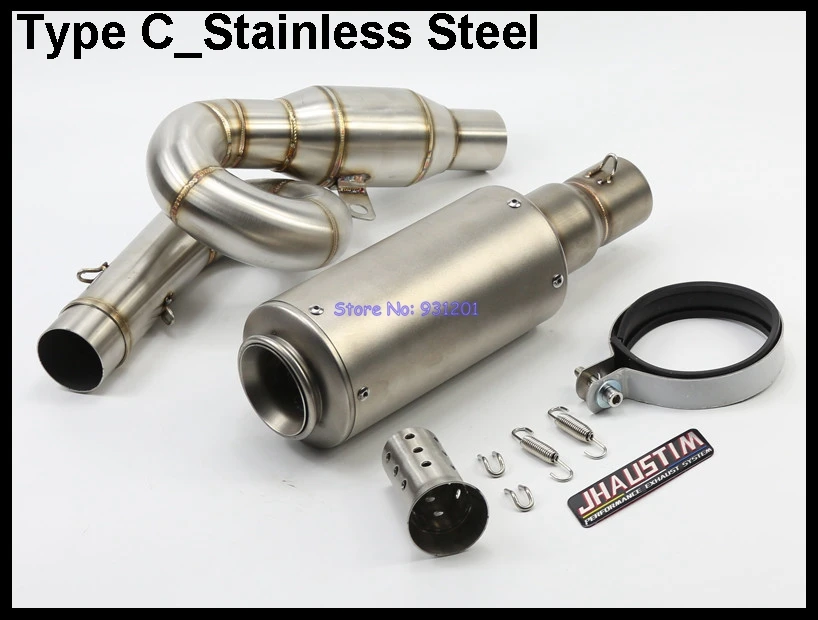 

JHAUSTIM Z800 Exhaust Muffler System Carbon Fiber Motorcycle Middle Pipe and End Pipe Escape with Silenser for Kawasaki Z800