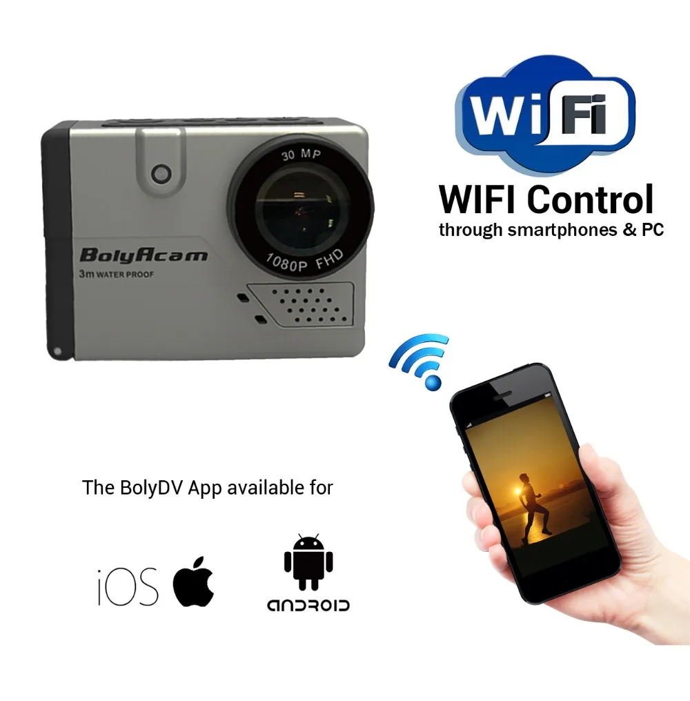 Bolyguard 30MP wifi Экшн-камера, голосовое управление, водонепроницаемая ip-камера, видео ночного цвета, профессиональная мини-камера BA101