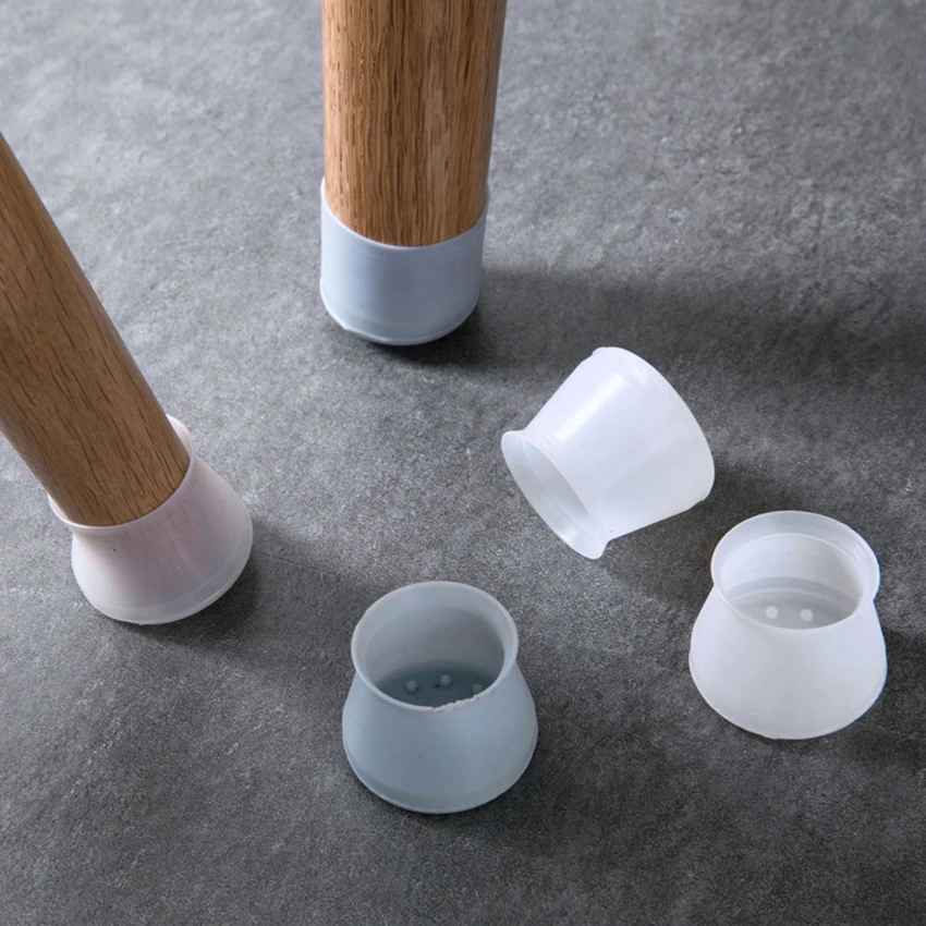 

4PCS/Set Chair Leg Caps Silicone Floor Protector Round Furniture Table Feet Covers Chair Leg Floor Protectors -Transparent ,Gray