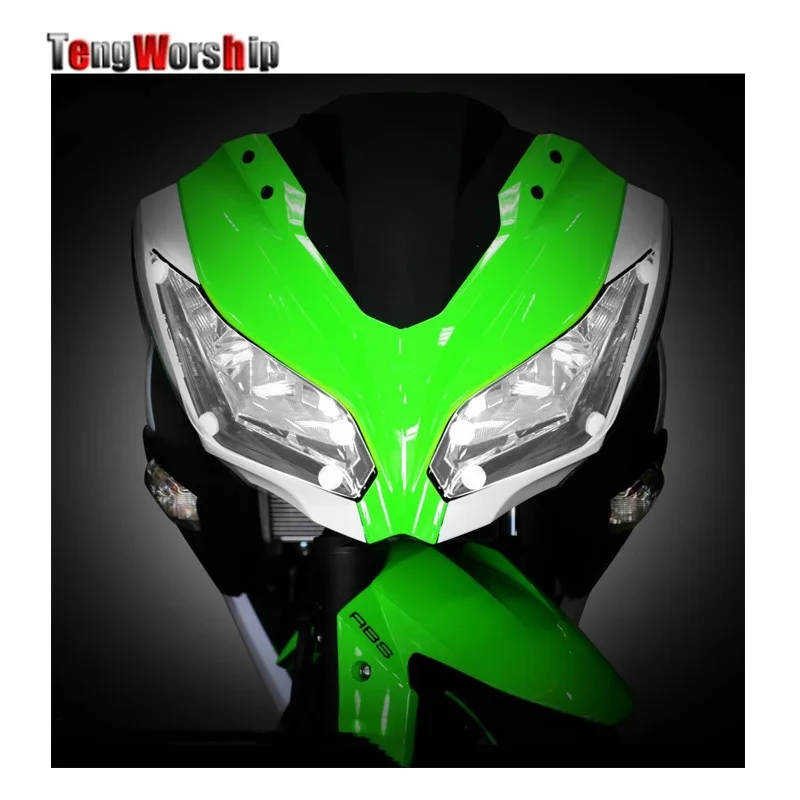 

TENGWORSHIP For kawasaki ninja 250/300/400 Motorcycle Accessories ABS Headlight Protector Cover Screen Lens
