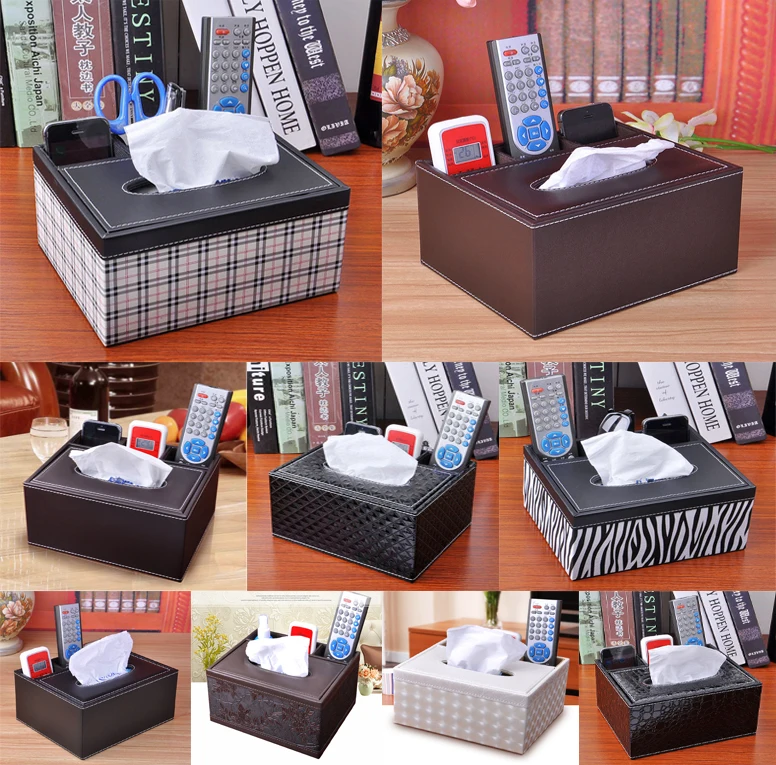 

Desk Storage Box Leather Tissue Box Remote Controller Organizer Creative European Style Napkin Paper Box Car Paper Box