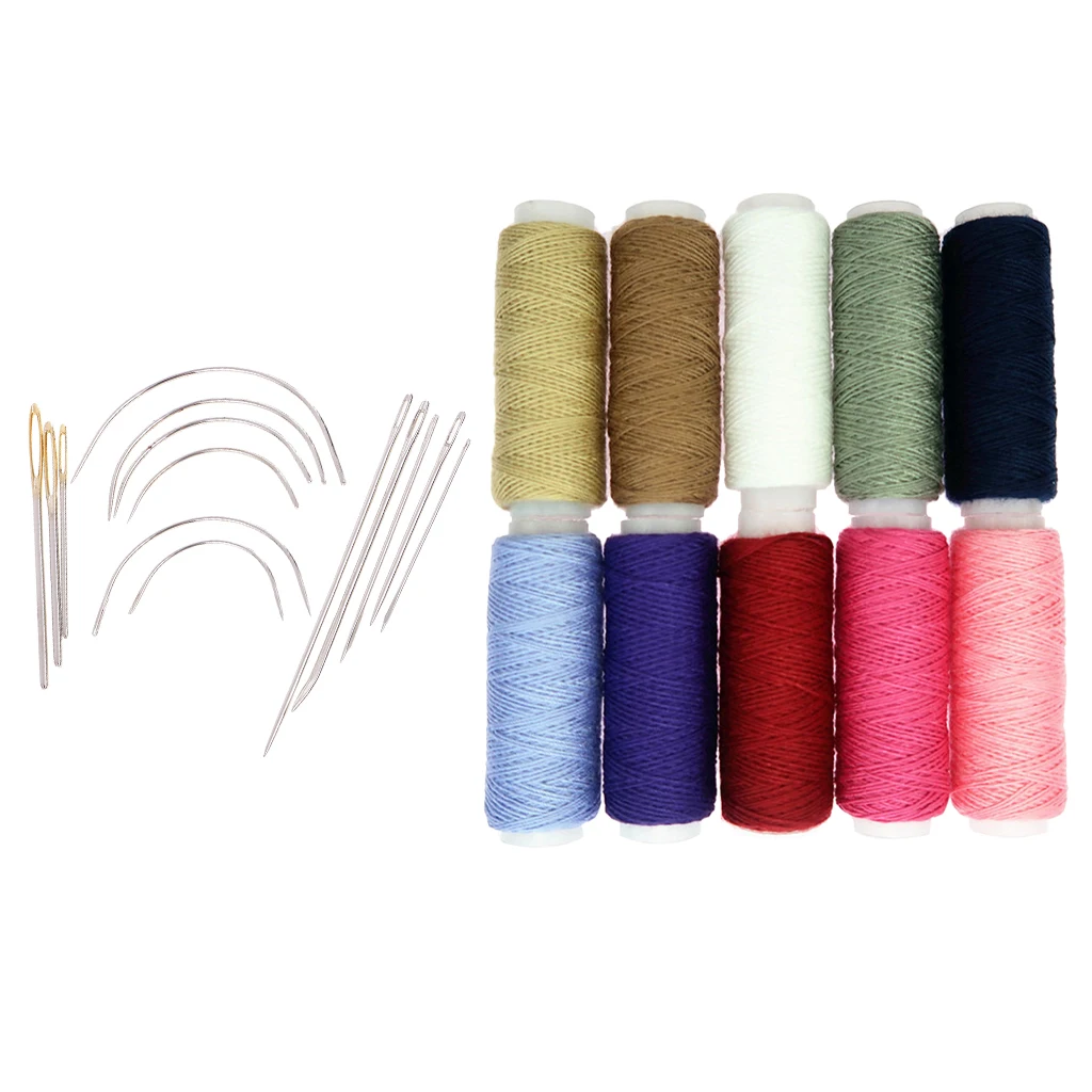 10Pcs Rainbow Cotton Sewing Threads + 14Pcs Tapestry Needle Sewing Craft Tools