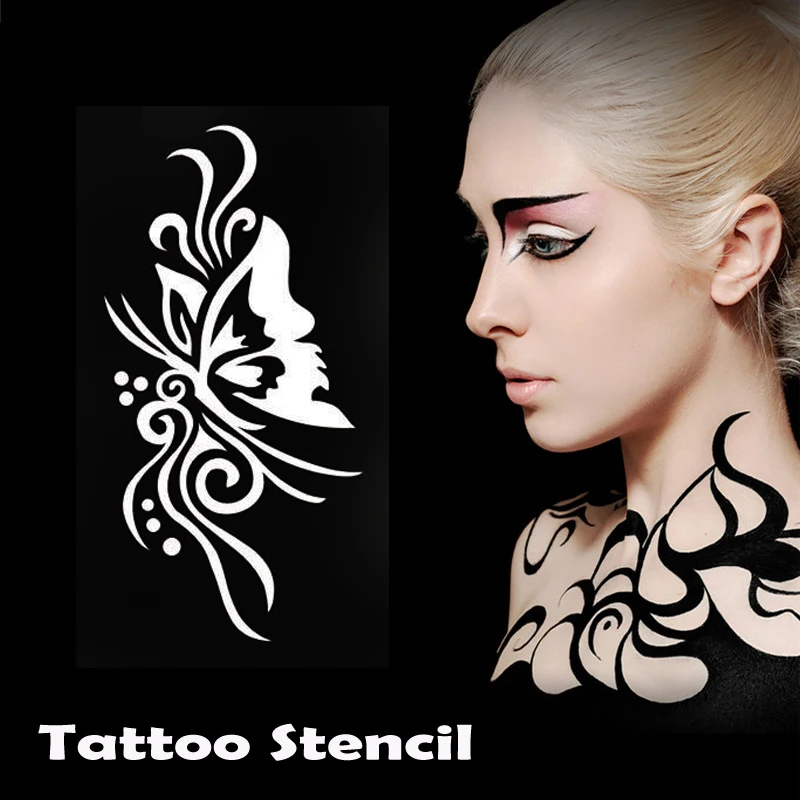 142 шт./лот временные татуировки наклейки трафареты для блестящих татуировок Airbursh шаблон для вспышки боди-арт краски с 1000 смешанный дизайн