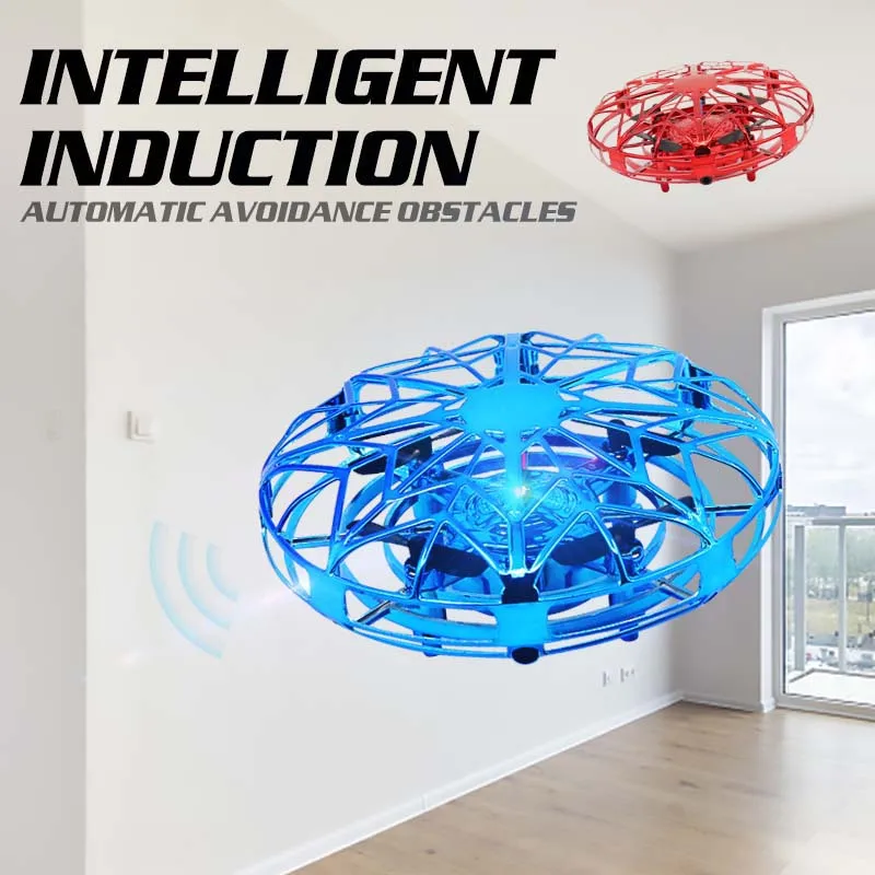 Online Mini Drone de inducción a mano UFO juguetes para niños Anti colisión Drone RC helicóptero operado a mano Quadrocopter bola voladora regalo