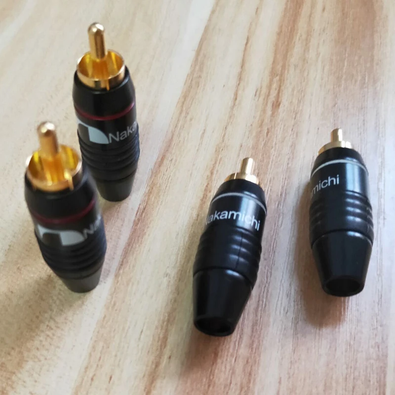 Hifi латунный 8 шт. HIFI RCA Штекерный аудиокабель паяльный Позолоченный разъем черный