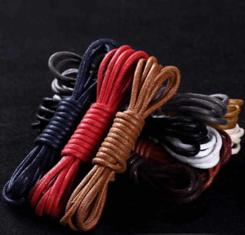 Вощеные хлопковые круглые шнурки; кожаные ботинки; кружевные Водонепроницаемые Шнурки; шнурки; веревочный шнур; цвет черный, коричневый, серый, красный, синий