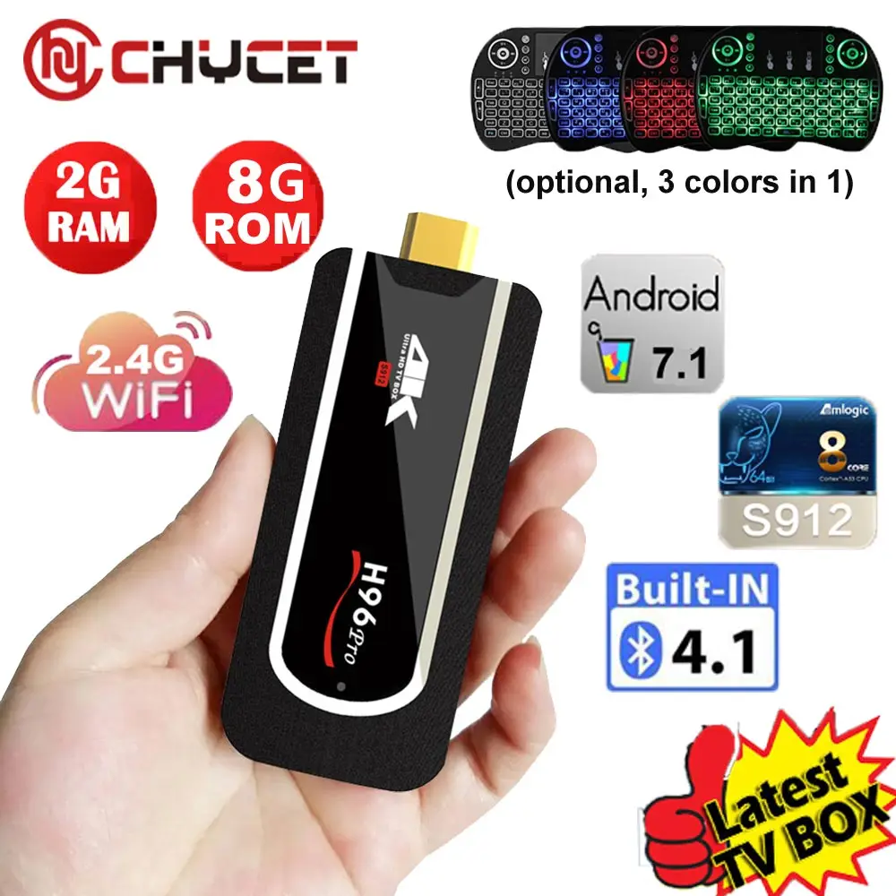 

H96 Pro mini pc Android 7.1 Smart TV Box dongle Amlogic S912 Octa Core 2G 8G H.265 HDMI 4K small Media Player Set top box