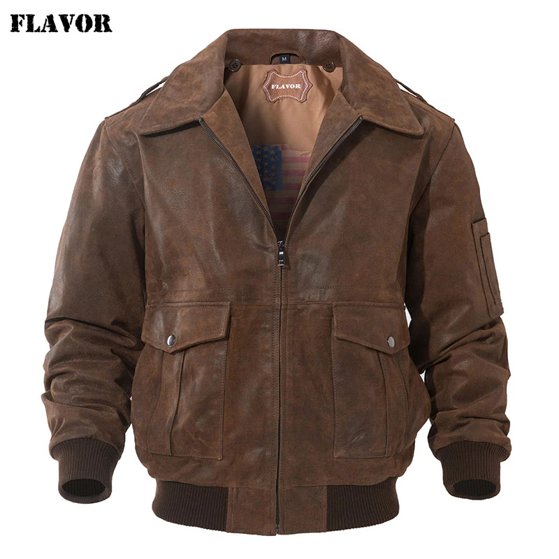 Mens aviator leather bomber jacket Clearance