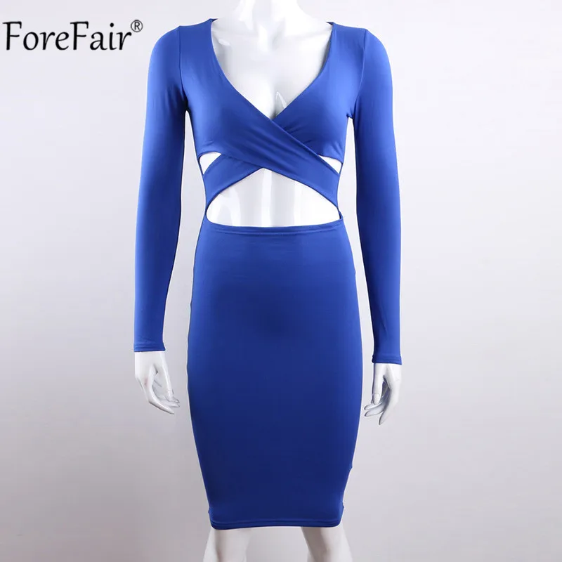 ForeFair с длинным рукавом Bodycon Midi Бандажное платье для женщин хлопок эластичные элегантные сексуальные платья белый черный красный Женское зимнее платье